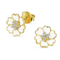 10,5 mm margeritt ørestikker i forgylt sølv - Magda