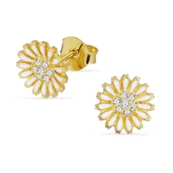 10 mm margeritt zirkon ørestikker i forgylt sølv - Marie