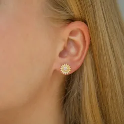 10 mm margeritt zirkon ørestikker i forgylt sølv - Marie