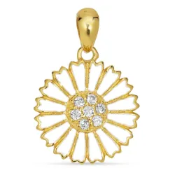 14 mm margeritt zirkon anheng i forgylt sølv - Marie