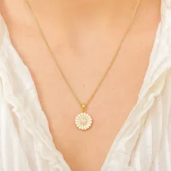 14 mm margeritt zirkon anheng i forgylt sølv - Marie