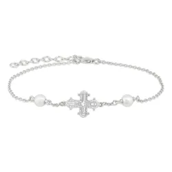 12 x 10,5 mm dagmarkors perle armbånd i sølv
