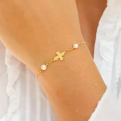 10 x 8,5 mm dagmarkors perle armbånd i forgylt sølv