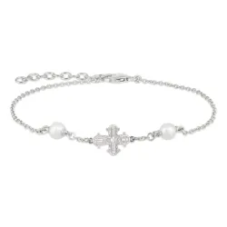 10 x 8,5 mm dagmarkors perle armbånd i sølv