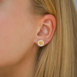 11 mm margeritt hvite ørestikker i forgylt sølv - Matilda