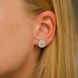 11 mm margeritt hvite ørestikker i sølv - Matilda