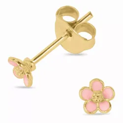 5 mm margeritt rosa ørestikker i forgylt sølv - Majse