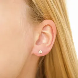 5 mm margeritt rosa ørestikker i forgylt sølv - Majse