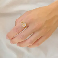 11 mm margeritt lilla ring i forgylt sølv - Marie