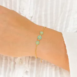 margeritt blå armbånd i forgylt sølv - Maggie