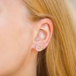 margeritt rosa ørestikker i forgylt sølv - Matilda