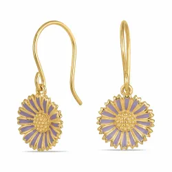 11,5 mm margeritt lilla øredobber i forgylt sølv - Marie