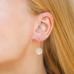 11,5 mm margeritt lilla øredobber i forgylt sølv - Marie