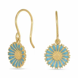 11,5 mm margeritt blå øredobber i forgylt sølv - Marie