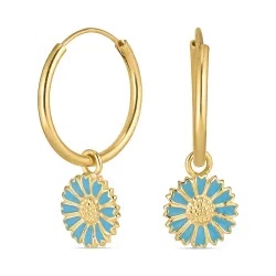 18 mm margeritt blå creol i forgylt sølv - Marie