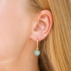 18 mm margeritt blå creol i forgylt sølv - Marie