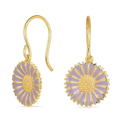 14,5 mm margeritt lilla øredobber i forgylt sølv - Marie