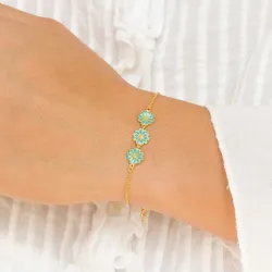 margeritt blå armbånd i forgylt sølv - Maggie