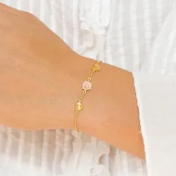 hjerte margeritt rosa armbånd i forgylt sølv - Maggie