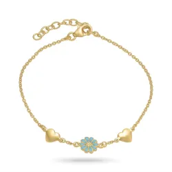 hjerte margeritt blå armbånd i forgylt sølv - Maggie