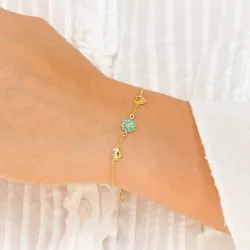 hjerte margeritt blå armbånd i forgylt sølv - Maggie