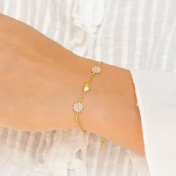 hjerte margeritt lilla armbånd i forgylt sølv - Maggie