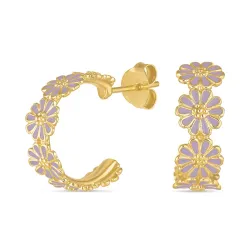 margeritt lilla ørestikker i forgylt sølv - Maggie