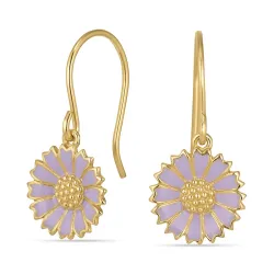 11 mm margeritt lilla øredobber i forgylt sølv - Marie