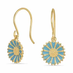 11 mm margeritt blå øredobber i forgylt sølv - Marie