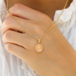11,5 mm margeritt rosa anheng i forgylt sølv - Marie