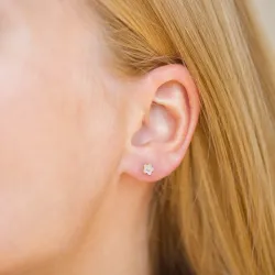 5 mm margeritt lilla ørestikker i forgylt sølv - Majse