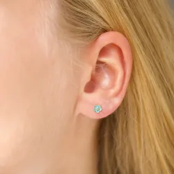 margeritt blå ørestikker i forgylt sølv - Majse