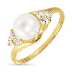 perle ring i forgylt sølv