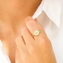 10 mm margeritt ring i forgylt sølv - Matilda
