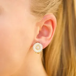 14 mm margeritt øredobber i forgylt sølv - Matilda