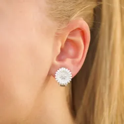 14 mm margeritt øredobber i sølv - Matilda