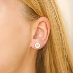 8 mm margeritt zirkon øredobber i forgylt sølv - Maggie