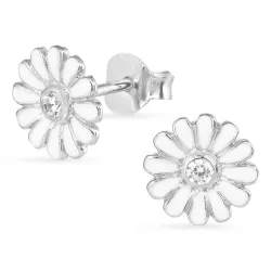 8,5 mm margeritt zirkon øredobber i sølv - Maggie