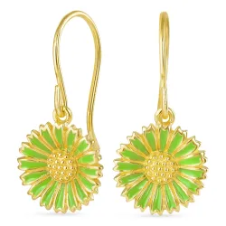 12 mm margeritt lysegrønn øredobber i forgylt sølv - Marie
