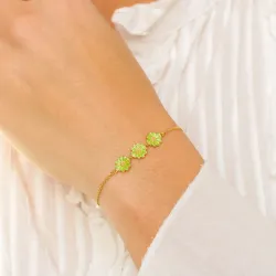 margeritt lysegrønn armbånd i forgylt sølv - Maggie