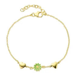 hjerte margeritt lysegrønn armbånd i forgylt sølv - Maggie