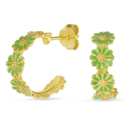 margeritt lysegrønn øredobber i forgylt sølv - Maggie