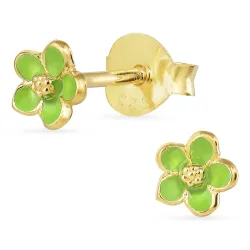 4,5 mm margeritt lysegrønn ørestikker i forgylt sølv - Majse