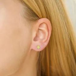 4,5 mm margeritt lysegrønn ørestikker i forgylt sølv - Majse