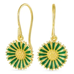 12 mm margeritt mørkegrønn øredobber i forgylt sølv - Marie