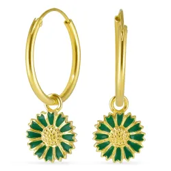 18 mm margeritt mørkegrønn creol i forgylt sølv - Marie