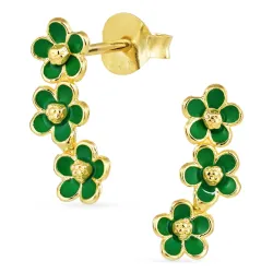 margeritt mørkegrønn øredobber i forgylt sølv - Majse