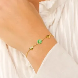 hjerte margeritt armbånd i forgylt sølv - Maggie