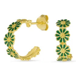 margeritt mørkegrønn øredobber i forgylt sølv - Maggie