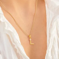 bokstav l anheng i forgylt sølv